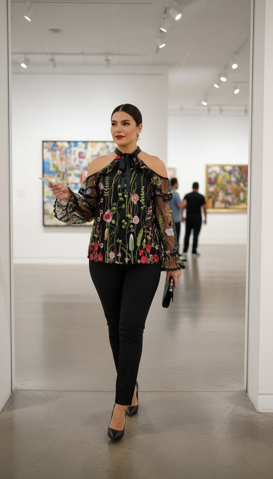 Blusa negra hombros descubiertos / ANB12