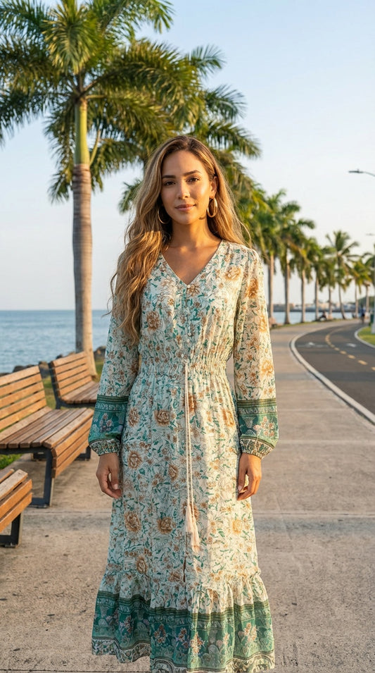 Vestido maxi boho estampado / ANV55