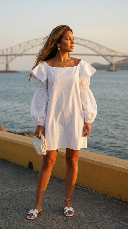 Vestido blanco manga larga /AO121