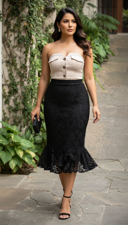 Falda negra encaje / AO194