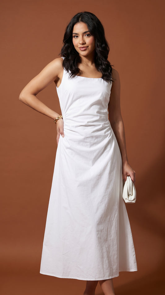 Vestido Blanco Minimalista Midi / L71A