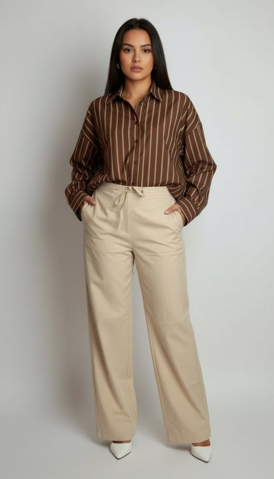 Outfit Oficina Café Rayas Ejecutivo / OUT44