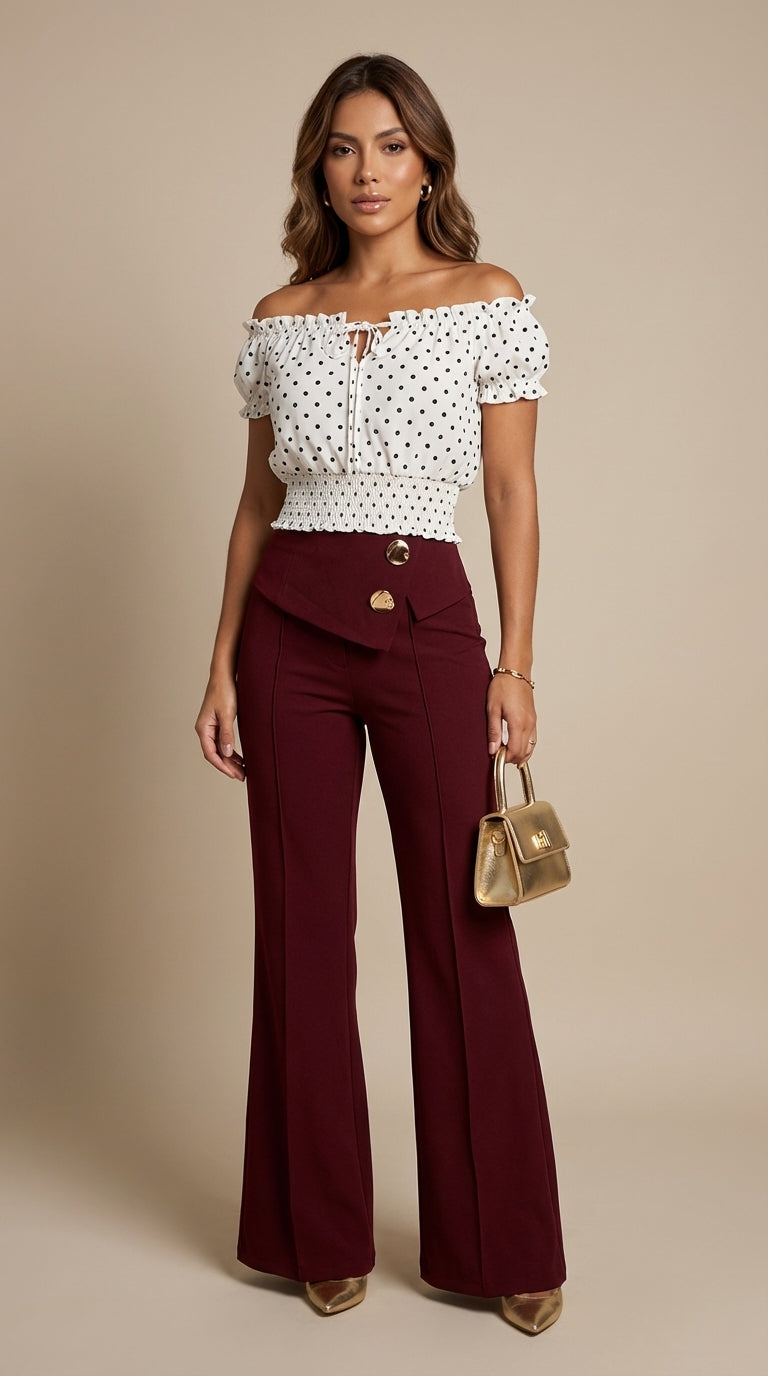 Pantalón rojo vino elegante / ANE1001-40