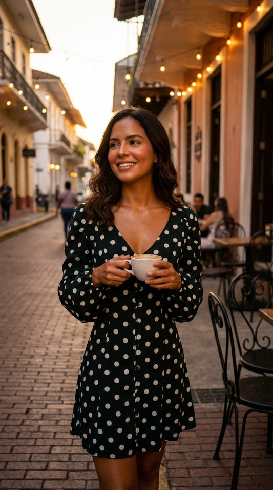 Vestido Negro Lunares / ANU02