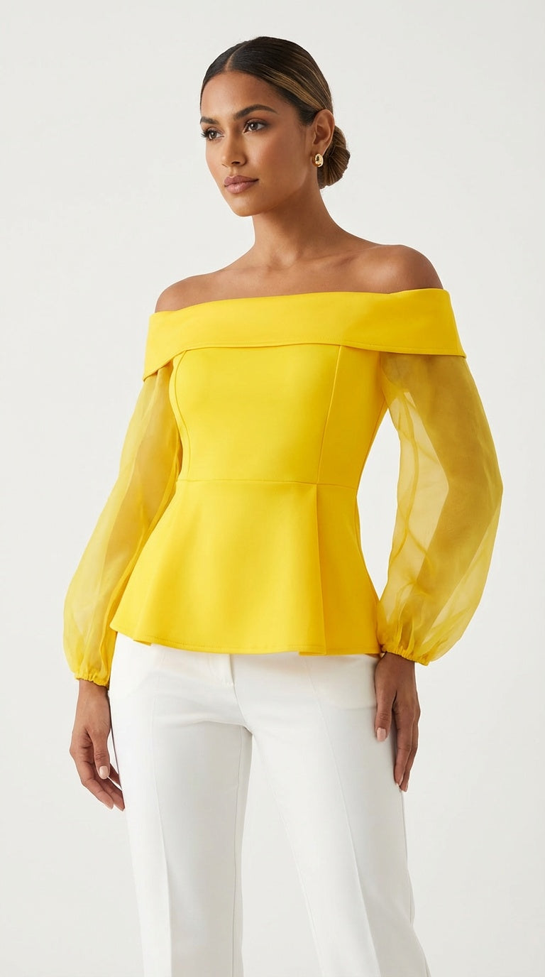 Blusa amarilla off-shoulder / AO186