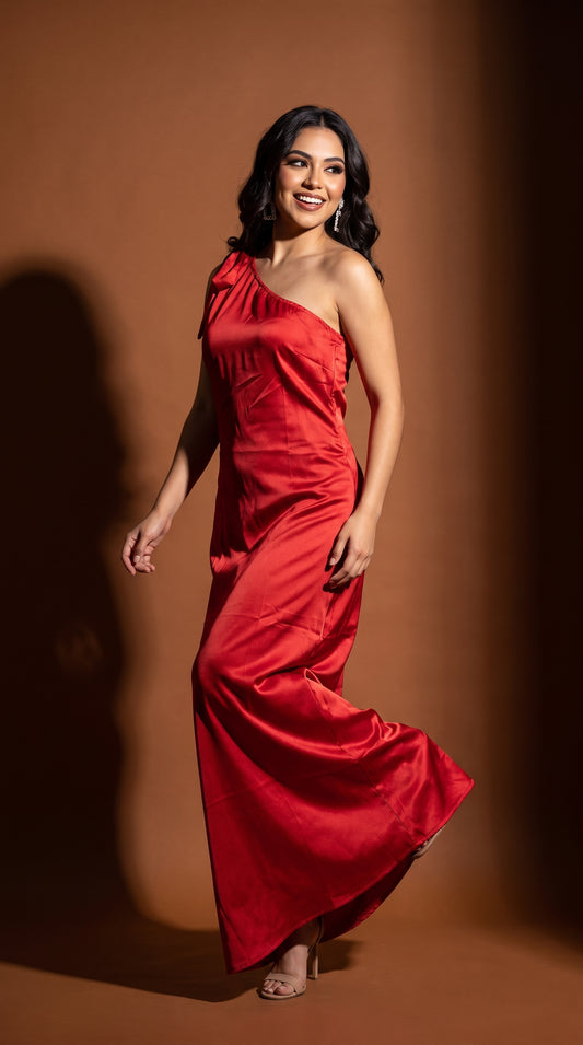 Vestido largo rojo elegante / ANV96