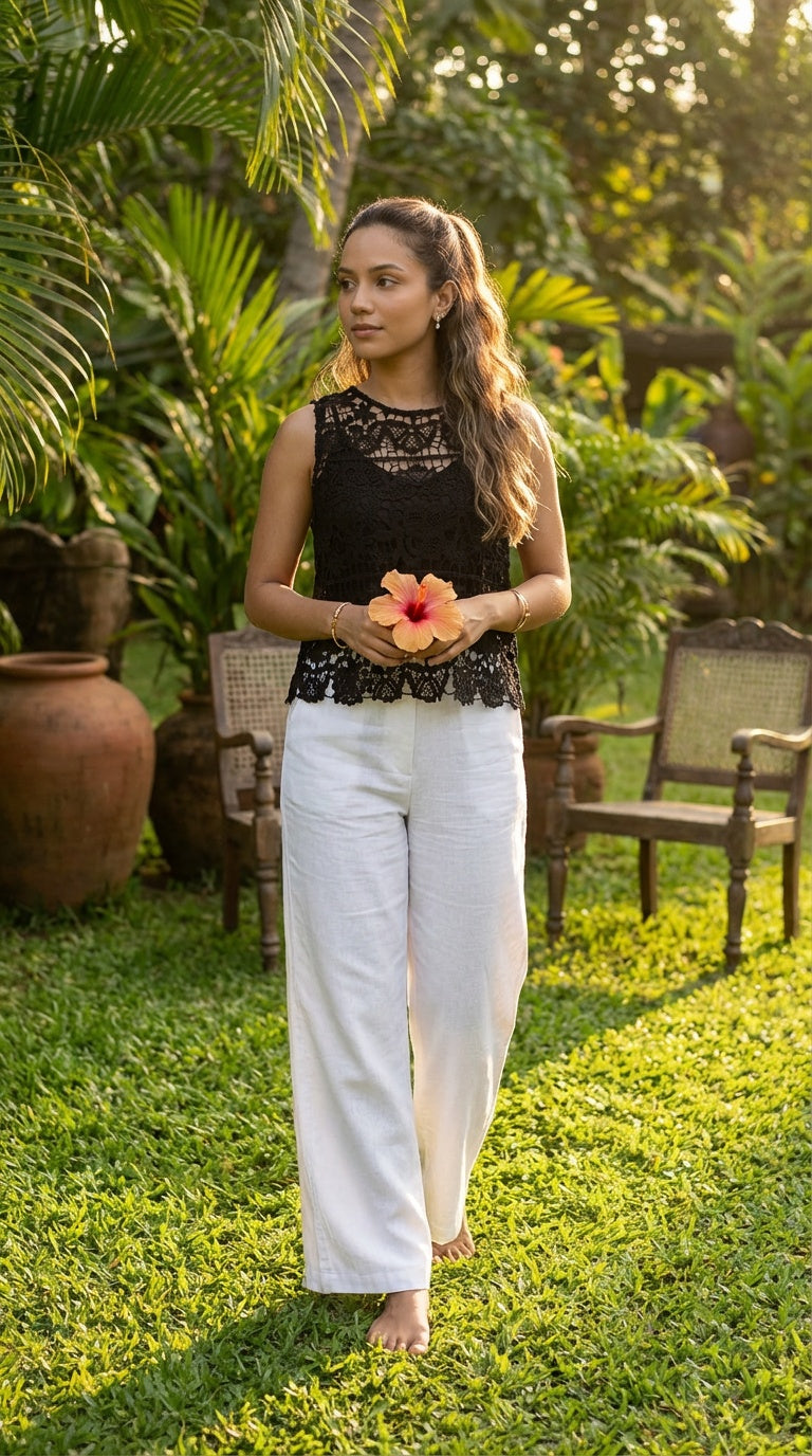 Blusa negra encaje elegante / ANB22