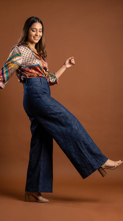 Pantalón Denim Oscuro Palazzo / ANE1001-52