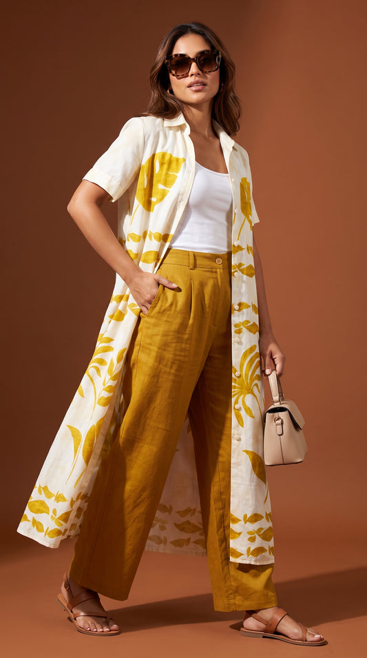 Vestido largo estampado amarillo / ANV81
