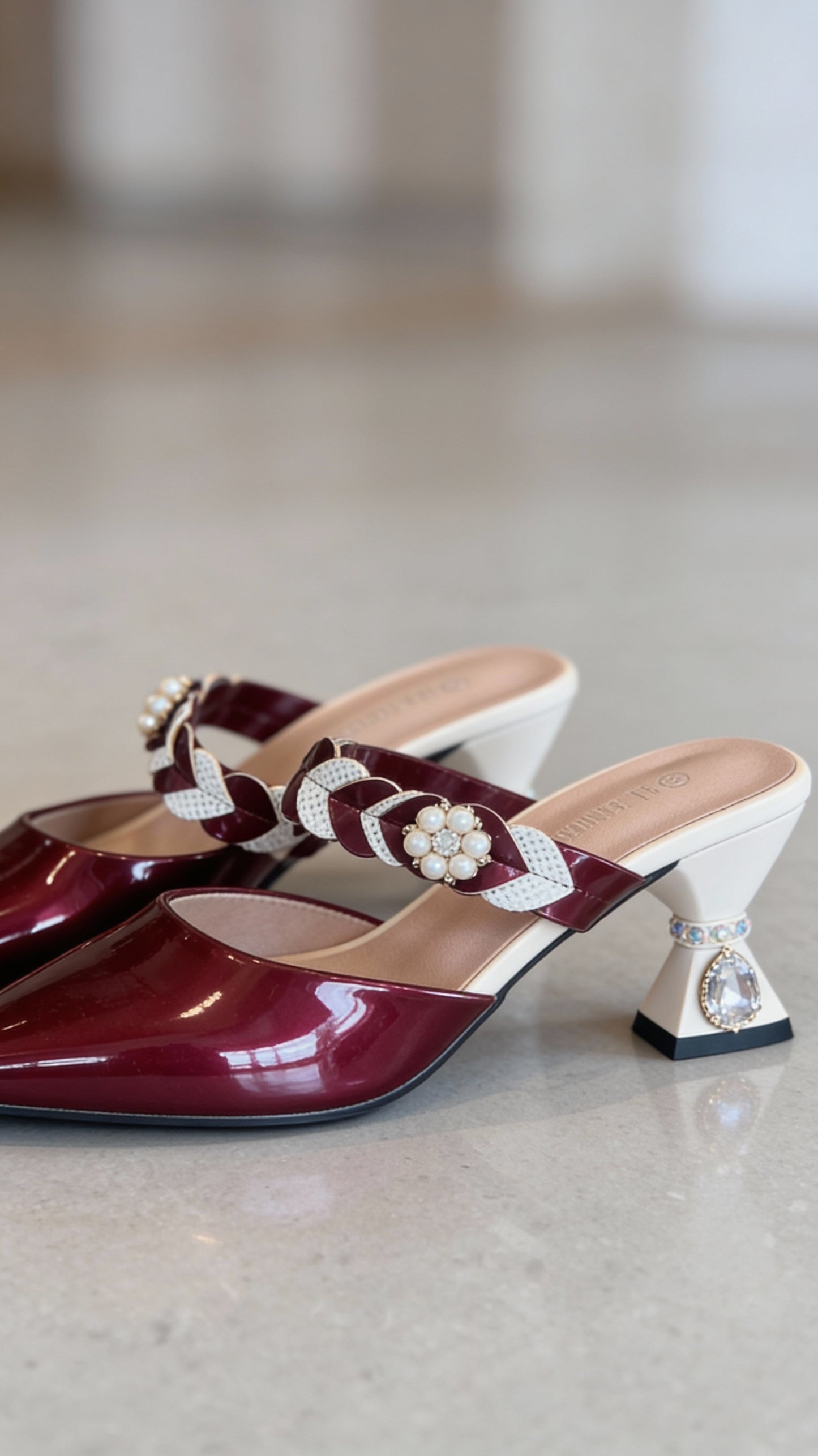 Zapatos Tacón Medio Burdeos ZZ260101