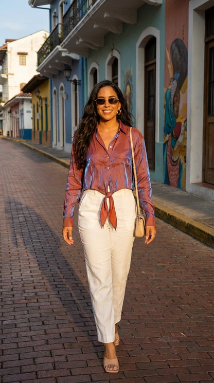 Blusa satinada multicolor / ANB21