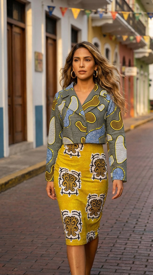 Conjunto falda estampada verde / AO166