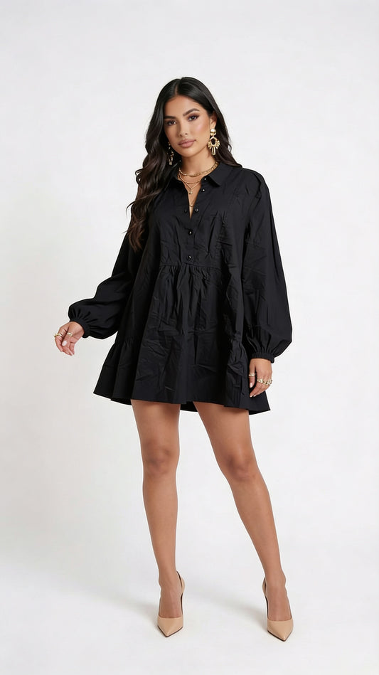 Vestido Negro Casual Suelto / NOB25