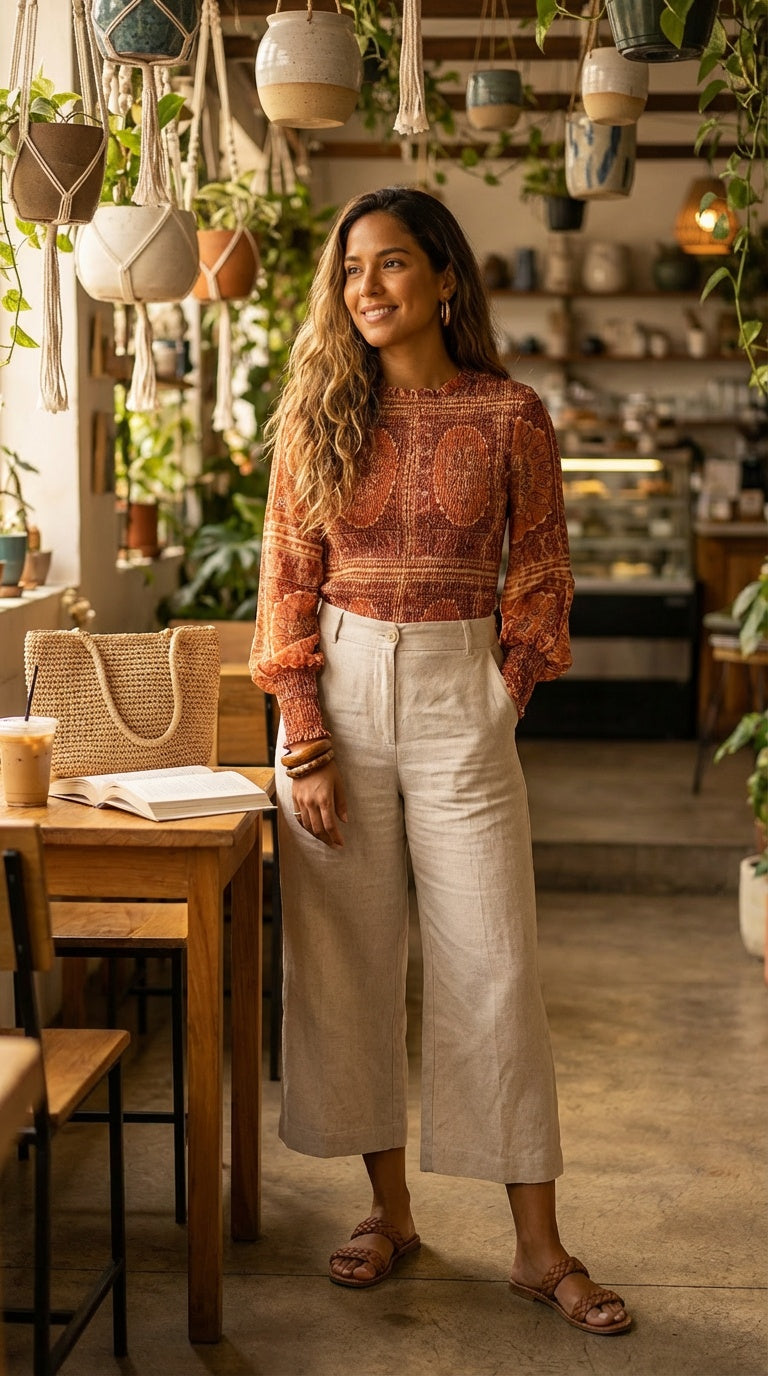 Blusa estampada tonos tierra / ANB25