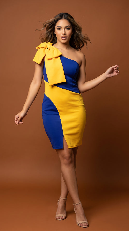 Vestido azul/amarillo AO141