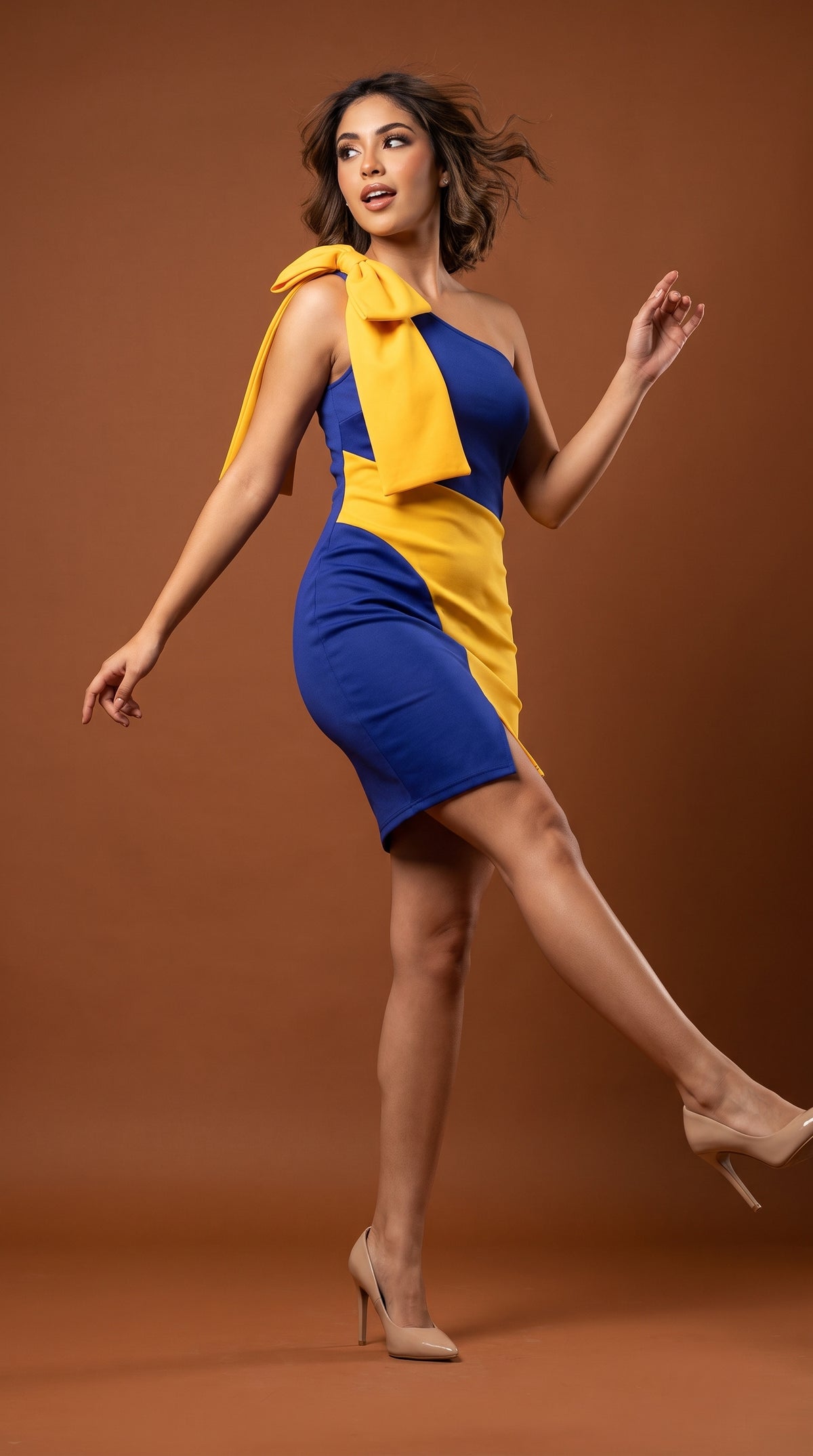 Vestido azul/amarillo AO141
