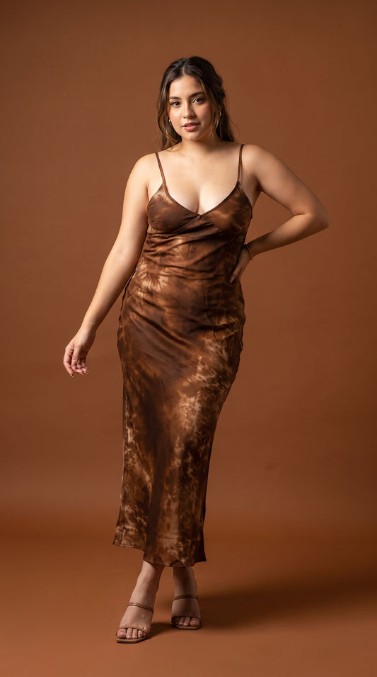 Vestido satinado dorado / ANV78
