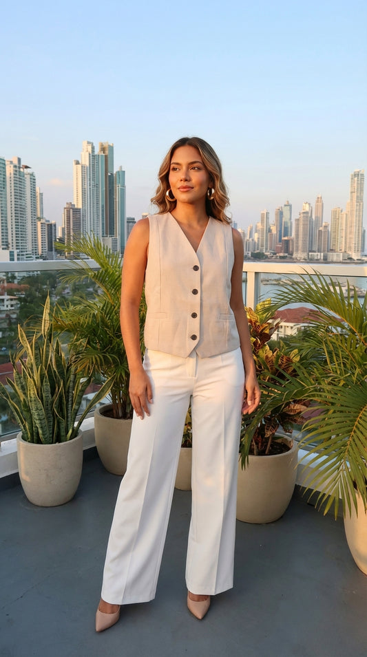 Chaleco beige con botones – ANBL2618