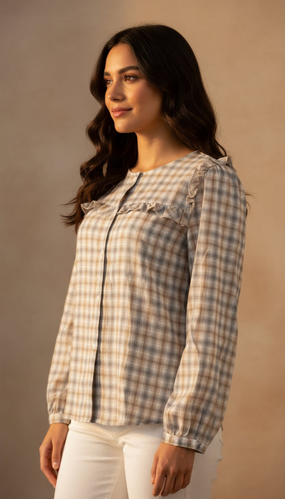 Blusa cuadros gris / ANB10