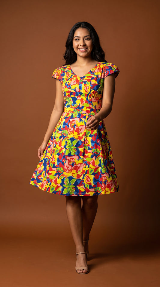 Vestido Floral Colorido Moderno / MV17