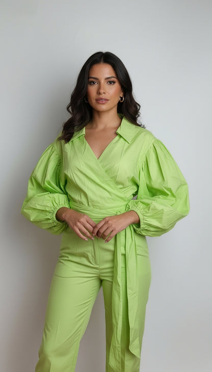 Blusa verde con lazo / AO124