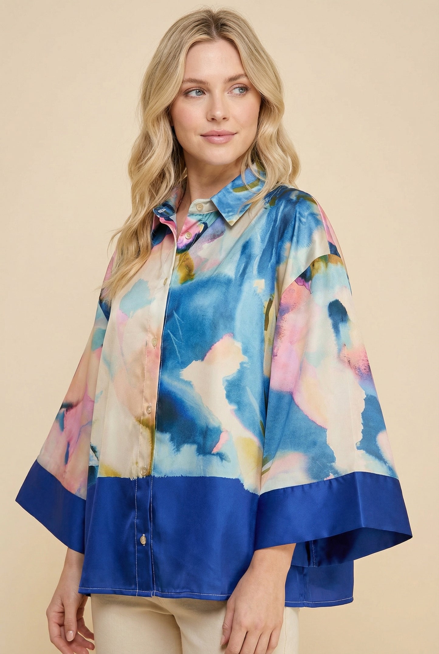 Blusa fluida azul multicolor / ANB26010