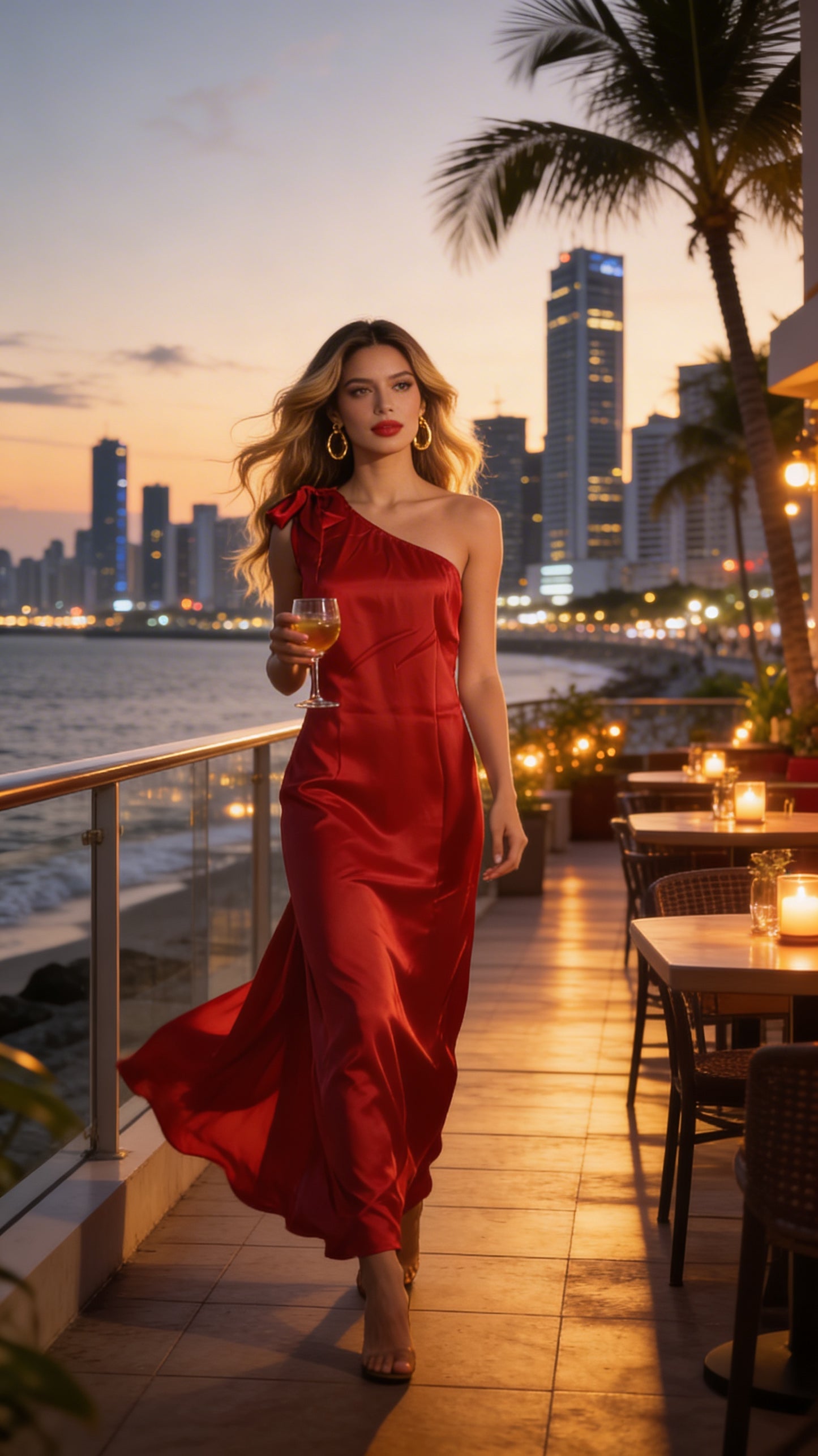Vestido largo rojo elegante / ANV96