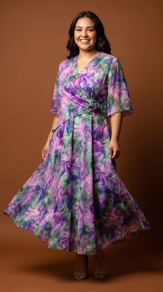 Vestido Floral Largo Transparente Elegante / MV20