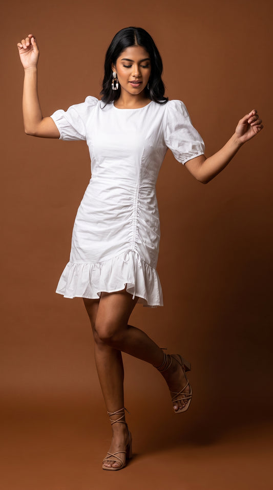 Vestido blanco recto sin mangas /ANV20