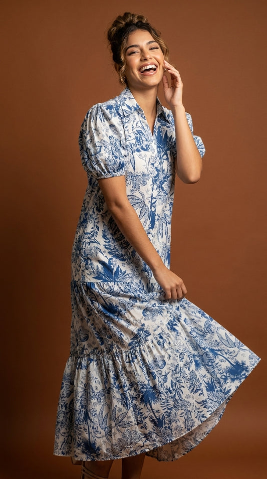 Vestido Azul Floral / SH104