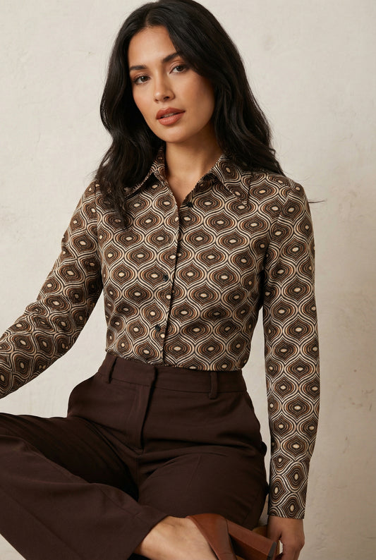 Blusa estampada café / ANB26005