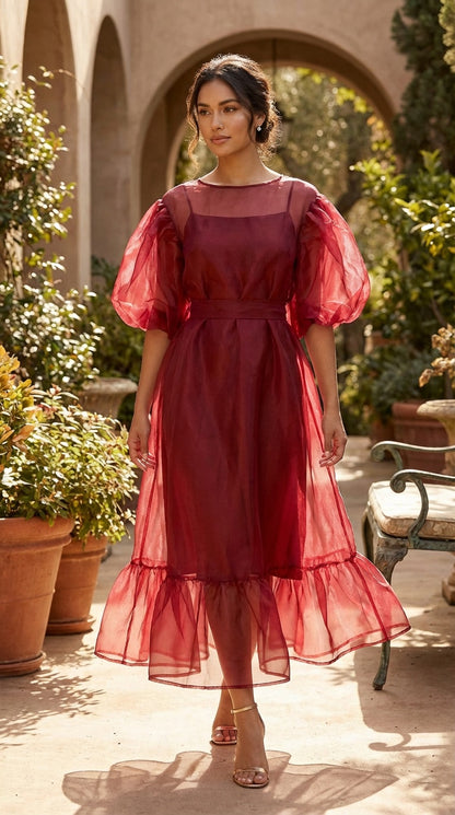 Vestido rojo satín / AO142