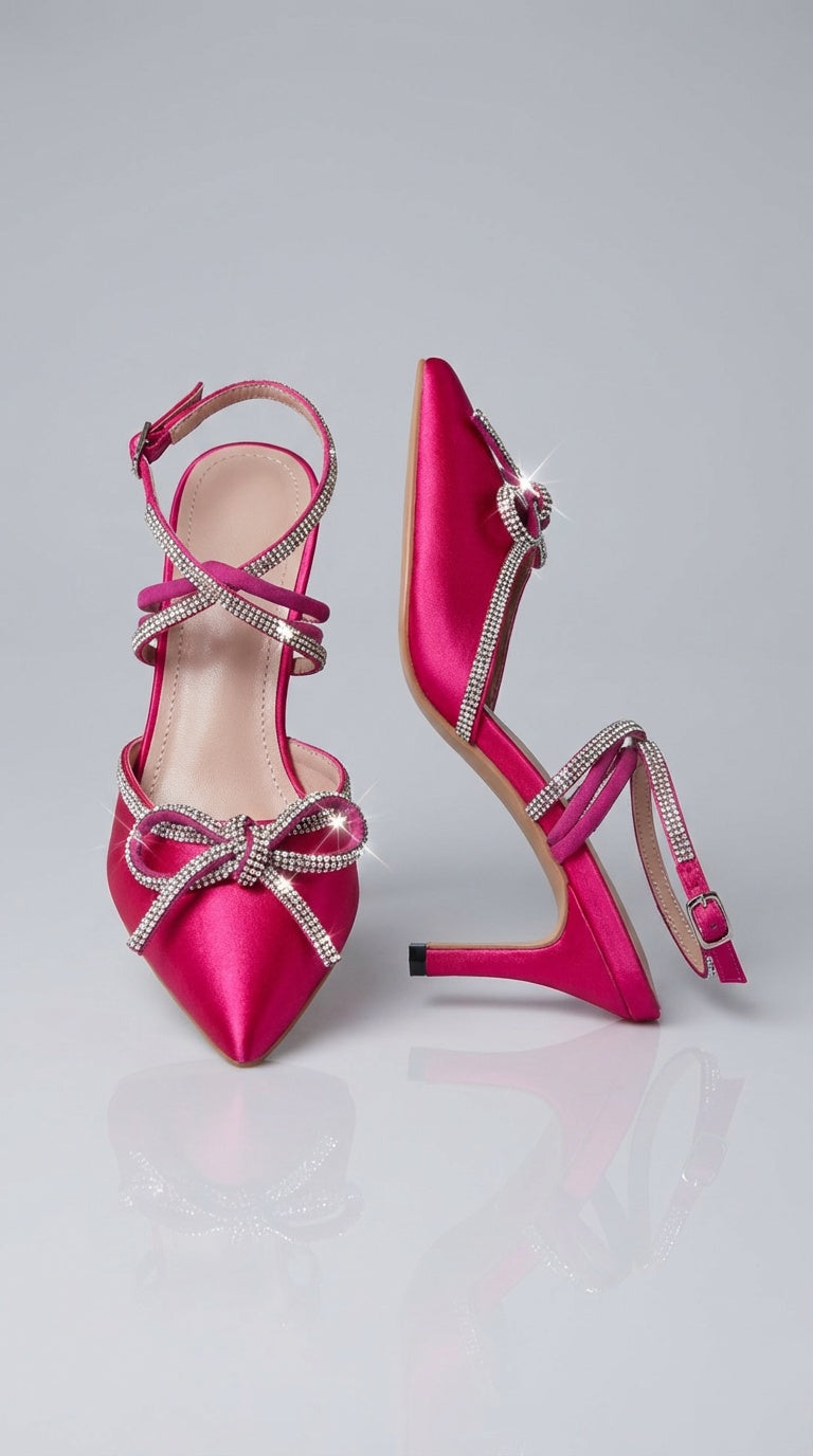 Zapatos Tacón Fucsia Satinado / Z260111