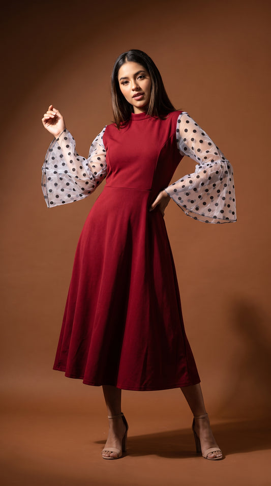 Vestido con mangas lunares / AO114