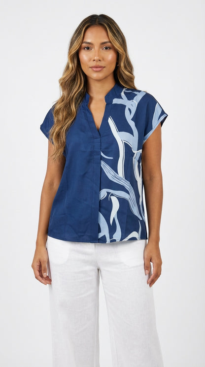 Blusa azul estampada / L22A