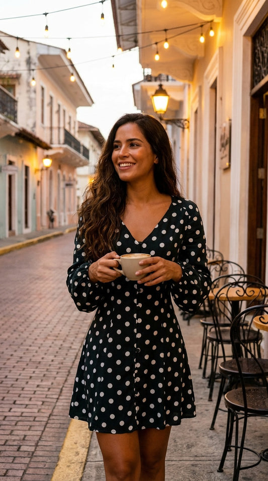 Vestido Negro Lunares / ANU02