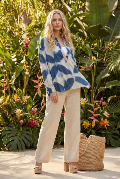 Blusa boho estampada azul / ANB26014