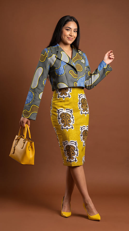 Conjunto falda estampada verde / AO166