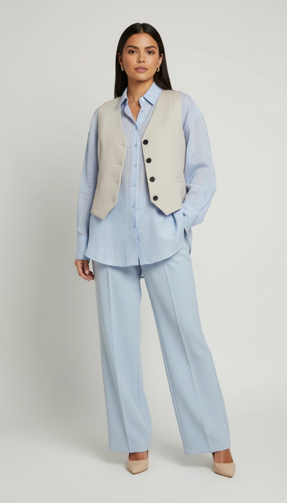 Outfit Oficina Azul Claro Minimalista / OUT32