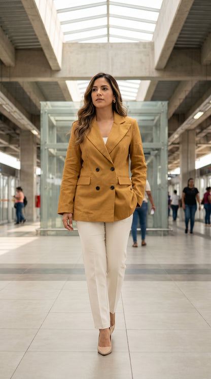 Blazer Camel Elegante Moderno / ANBL2634