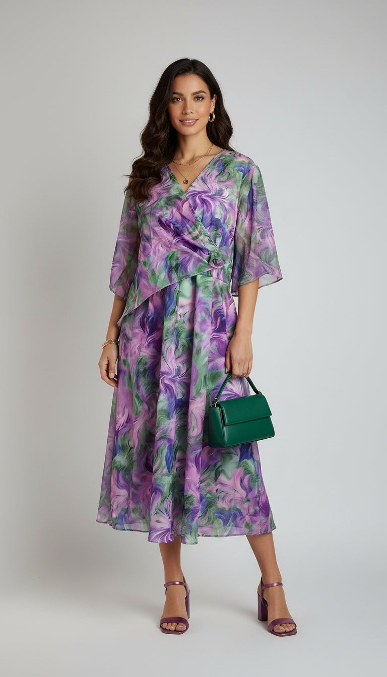 Vestido Floral Largo Transparente Elegante / MV20