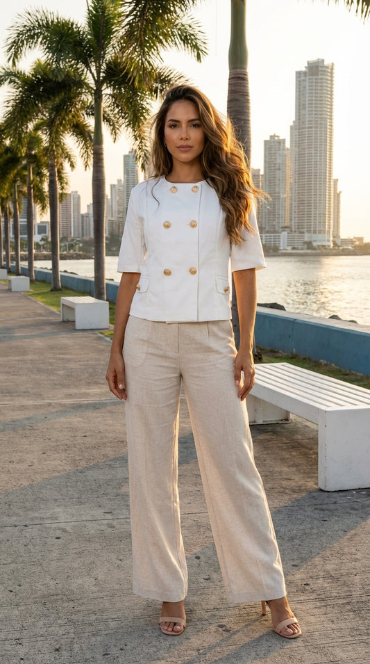 Blazer blanco botones dorados / AO176