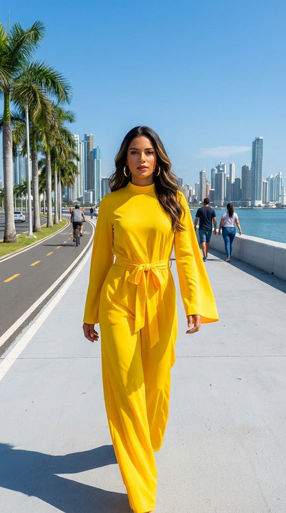 Enterizo amarillo largo / AO168