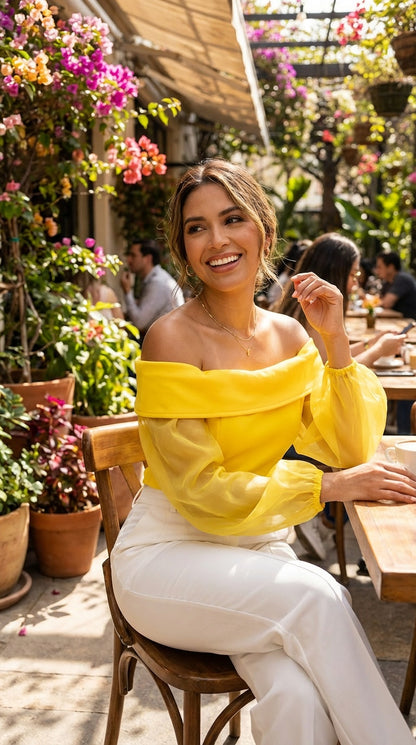 Blusa amarilla off-shoulder / AO186