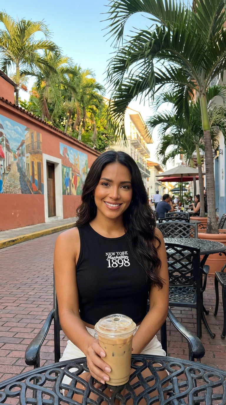 Top negro crop casual / L28A