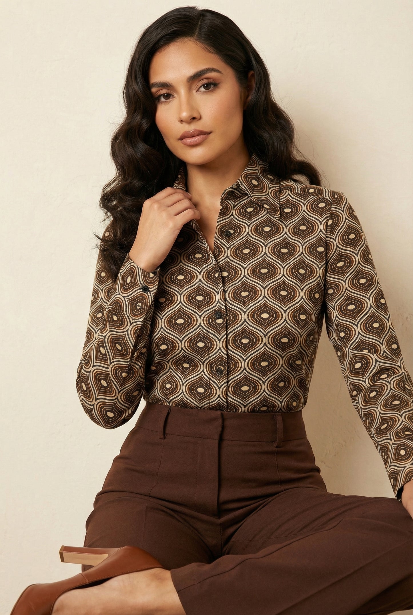 Blusa estampada café / ANB26005