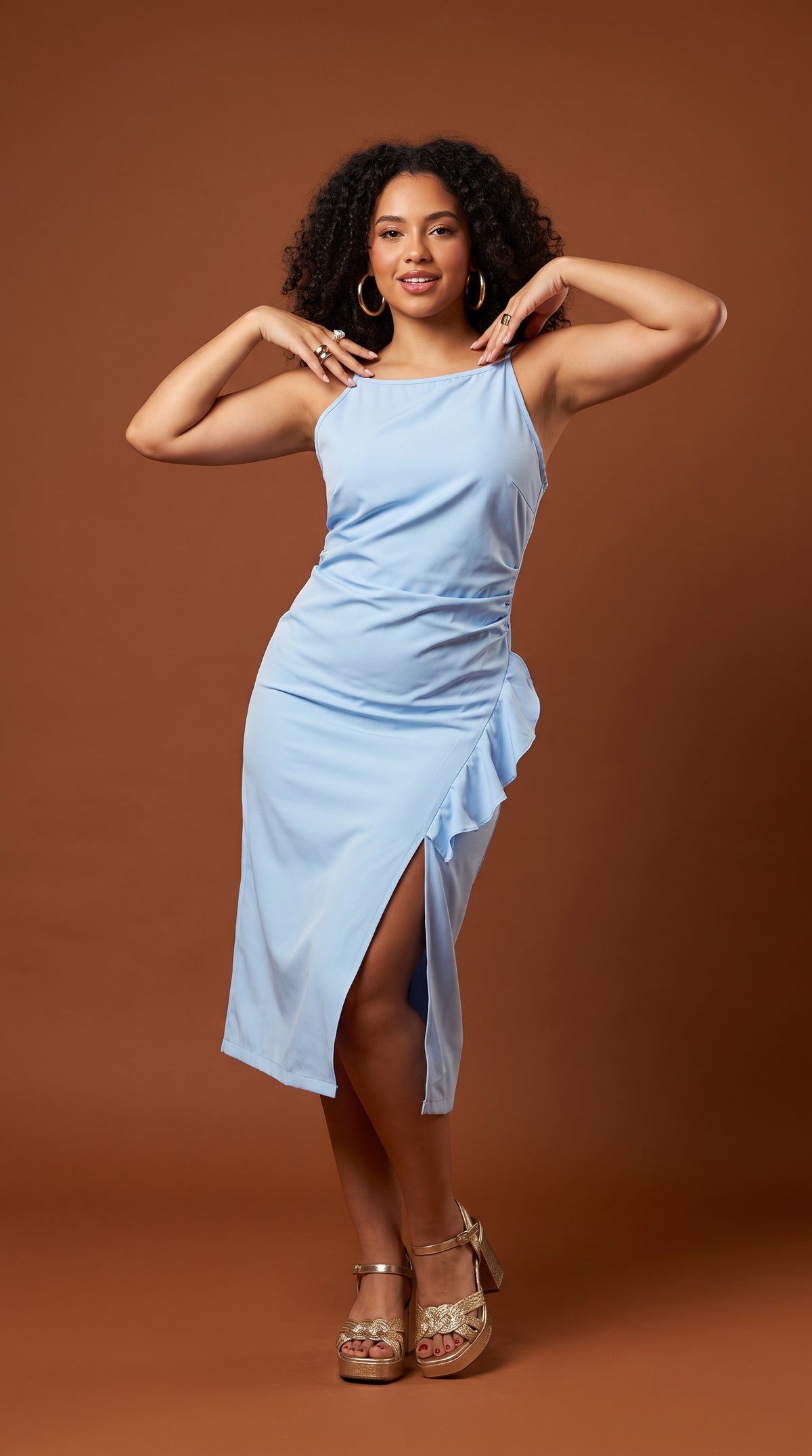 Vestido Celeste Minimal Midi / L94A