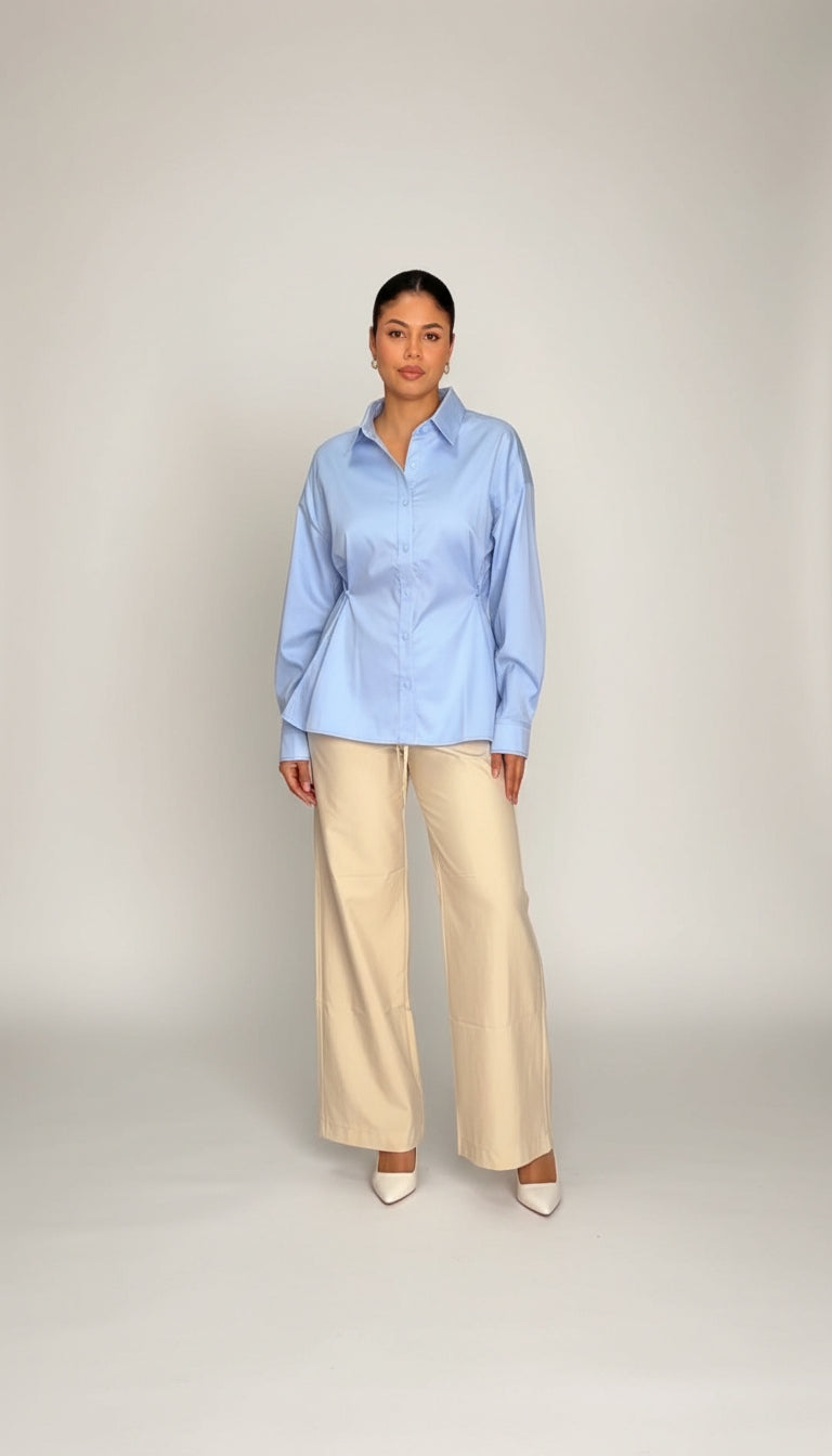 Outfit Oficina Azul & Beige Clásico / OUT34