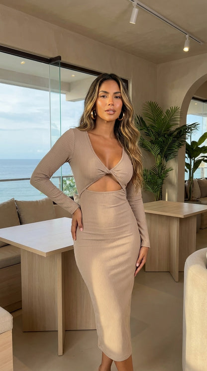 Vestido midi beige / ANV77