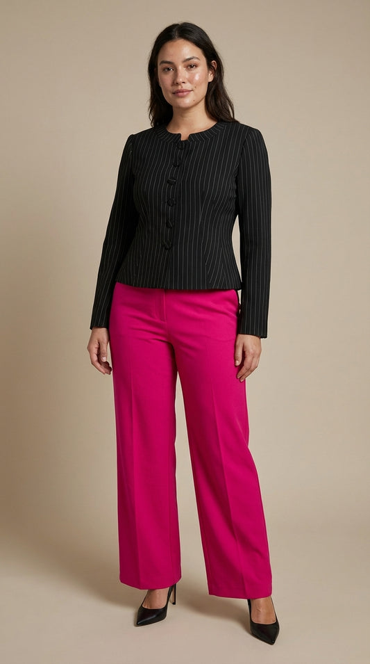 Outfit Oficina Blazer + Pantalón Palazzo Fucsia / OUT06
